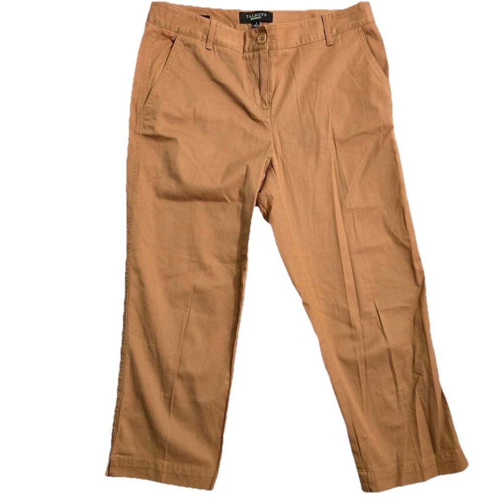 Talbots Women 4 Signature Brown Mid Rise Straight Leg Cropped Pants 30x22 EUC